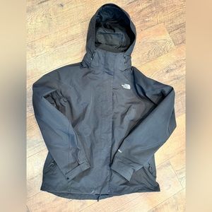 The North Face Charcoal BLACK Hyvent Waterproof Hooded Womens Jacket MEDIUM